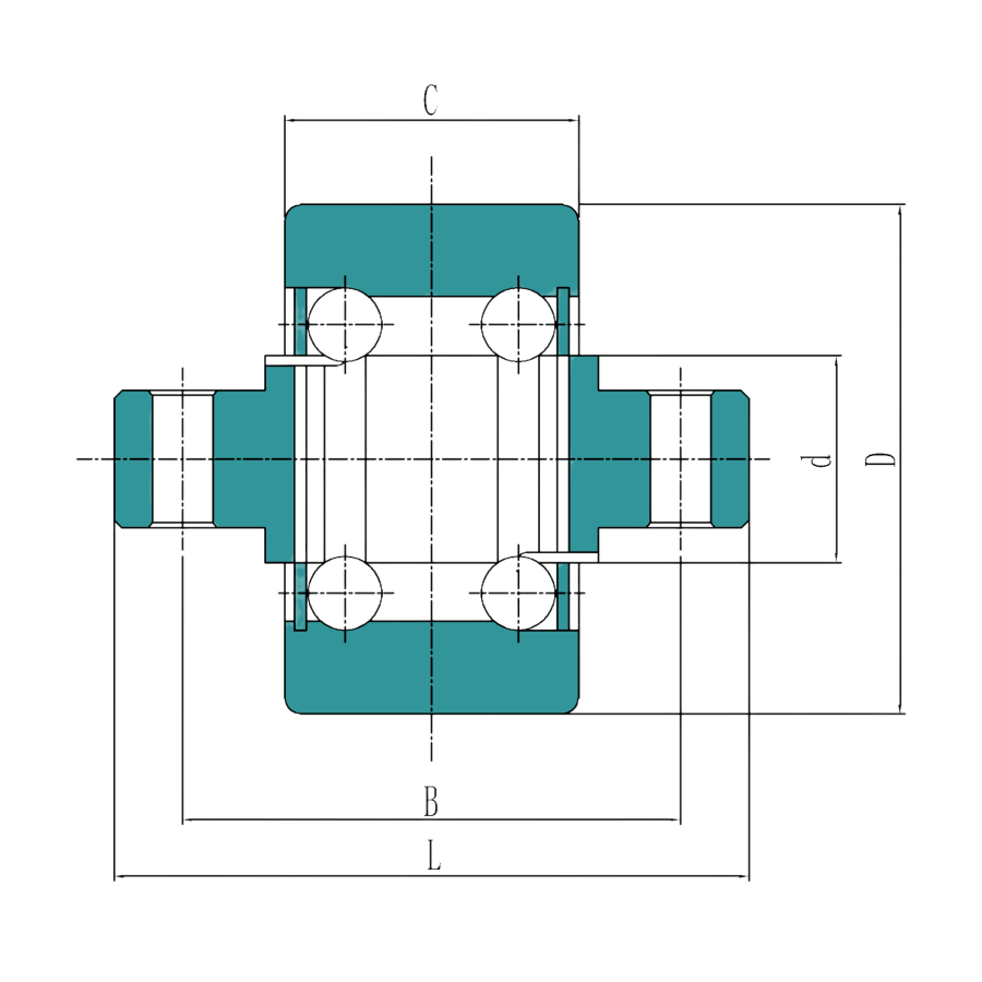 Forklift Side Roller Bearings - Double Row Full Complement Ball Type